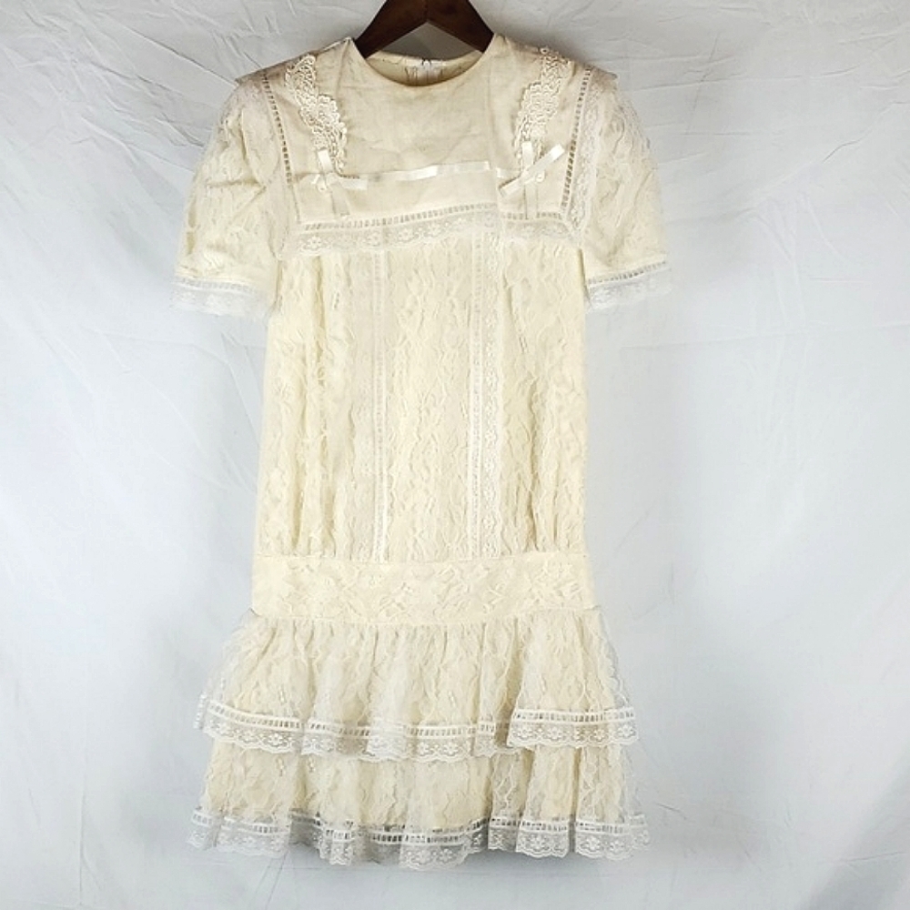 Vintage Gunne‎ Sax by Jessica McClintock Cream Lace Dress